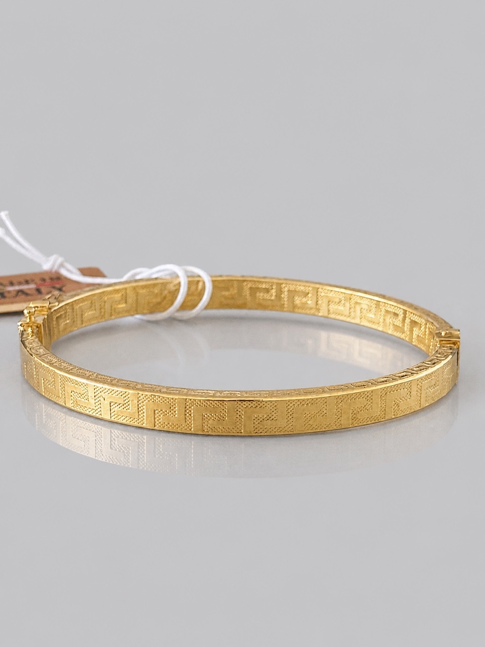 MIA FIORE Gold Plated Bronze Greek Key Dyadema Bangle Bracelet